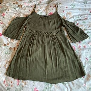 Off The Shoulder Dark Green Summer Dress